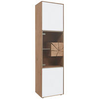 VITRINE  in vollmassiv Kerneiche Weiß, Eichefarben, Transparent  - Eichefarben/Transparent, Natur, Glas/Holz (50/196/39cm) - Valnatura