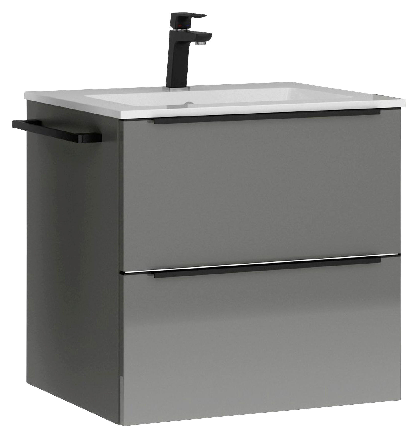 WASCHTISCHKOMBI 61 cm  - Schieferfarben/Schwarz, MODERN, Holzwerkstoff/Stein (61cm) - Nobilia