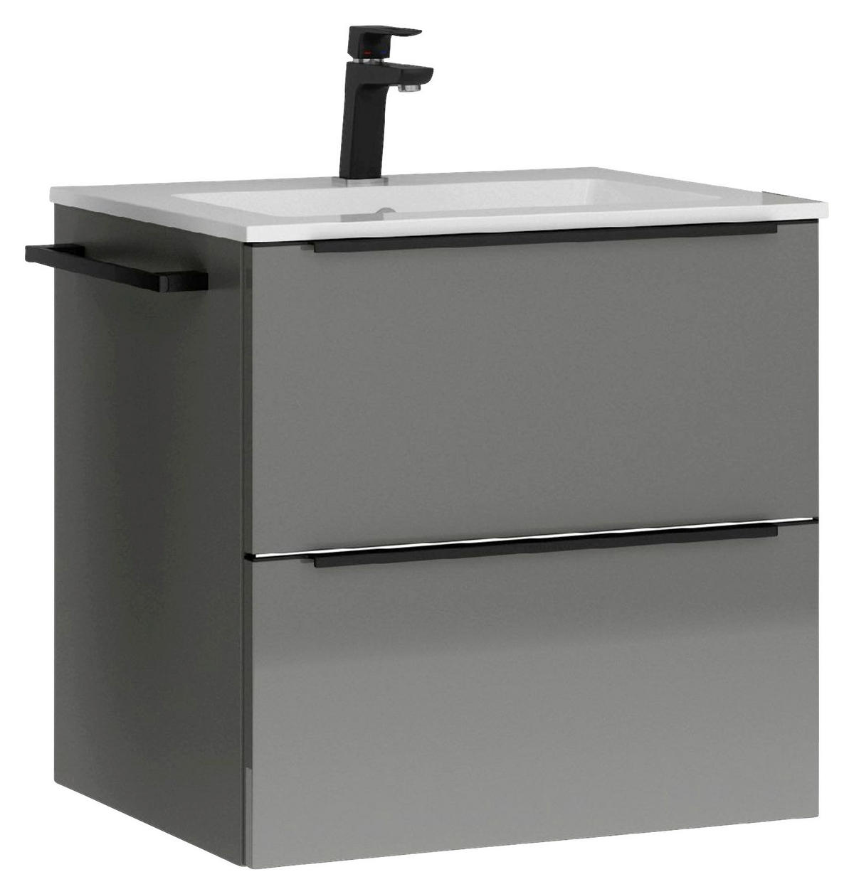 WASCHTISCHKOMBI 61 cm  - Schieferfarben/Schwarz, MODERN, Holzwerkstoff/Stein (61cm) - Nobilia