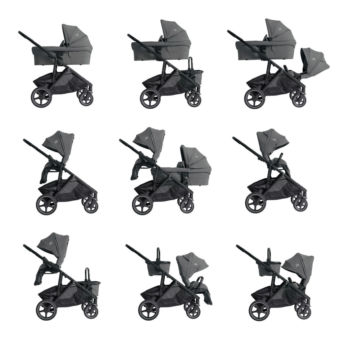 KINDERWAGENSET  Versiti 4in1  Ebony  - Blaugrau/Schwarz, Basics, Textil/Metall (64/109/114cm) - Joie