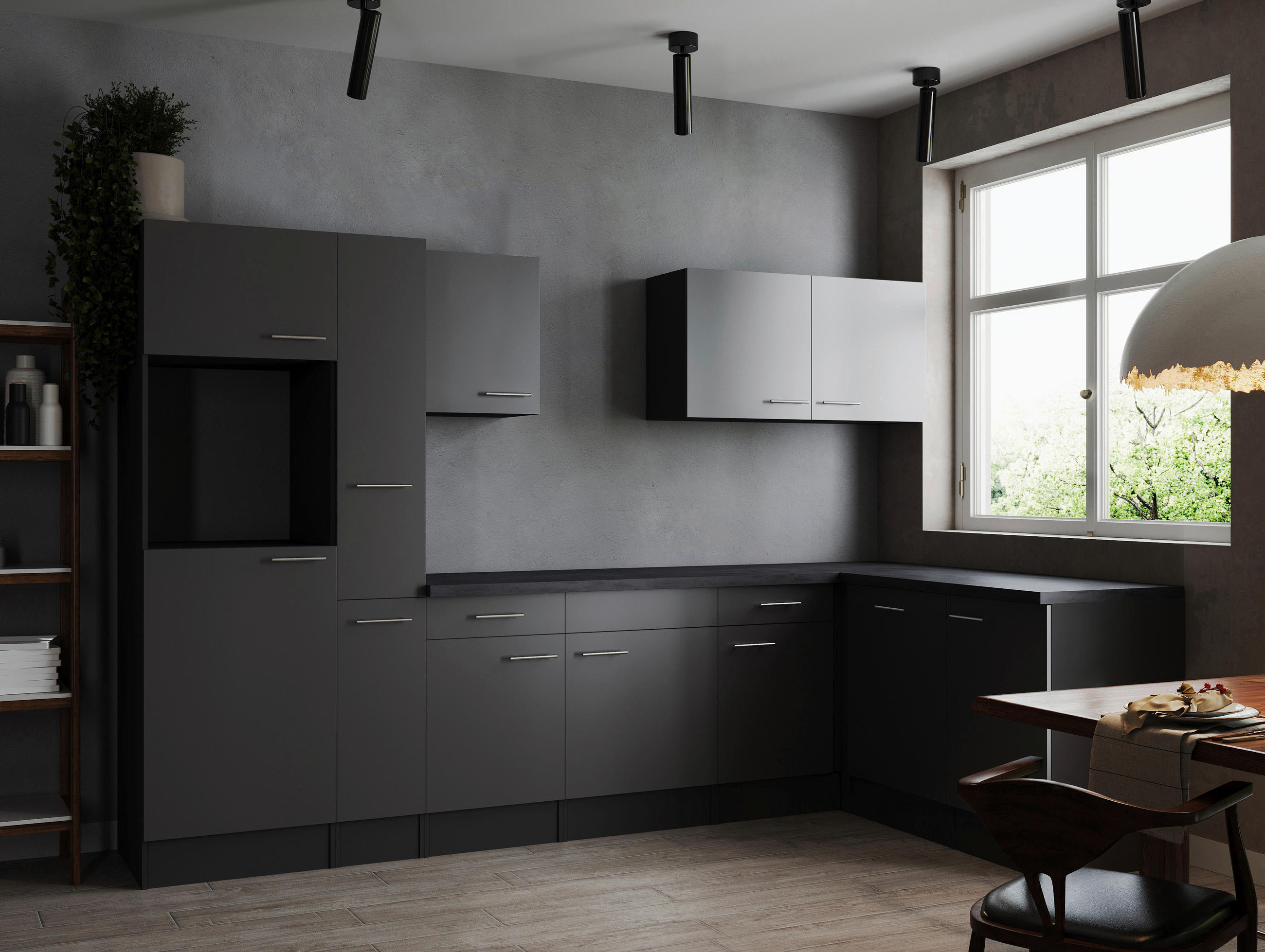 ECKKÜCHE 310/172 cm in Grau - Silberfarben/Grau, Design, Holzwerkstoff/Metall (310/172cm) - Respekta