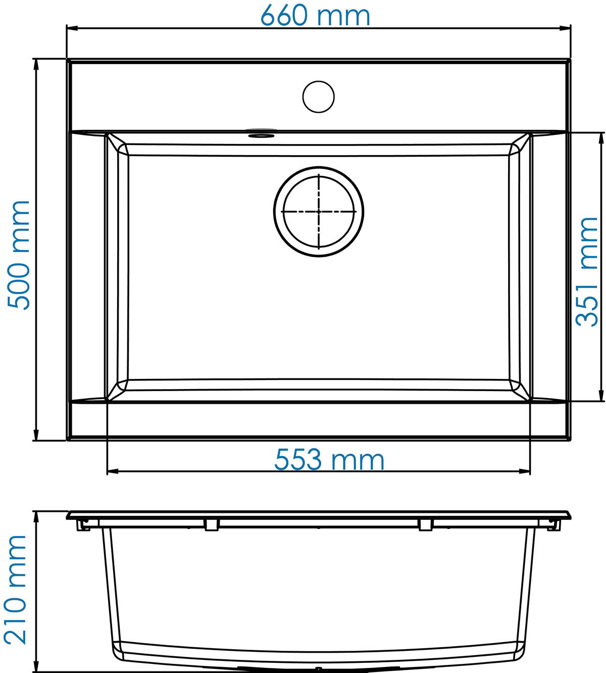 SPÜLE 1712OHIO66X50W  - Weiß, Trend, Glas/Kunststoff (66/21/50cm) - Respekta
