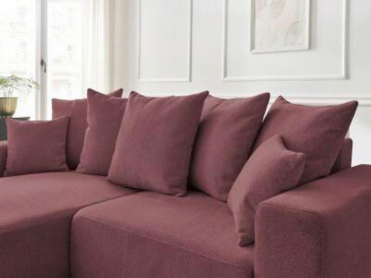 ECKSOFA Ottomane links  ATILLA Rot Flachgewebe  - Rot/Schwarz, MODERN, Kunststoff/Textil (149/244cm)