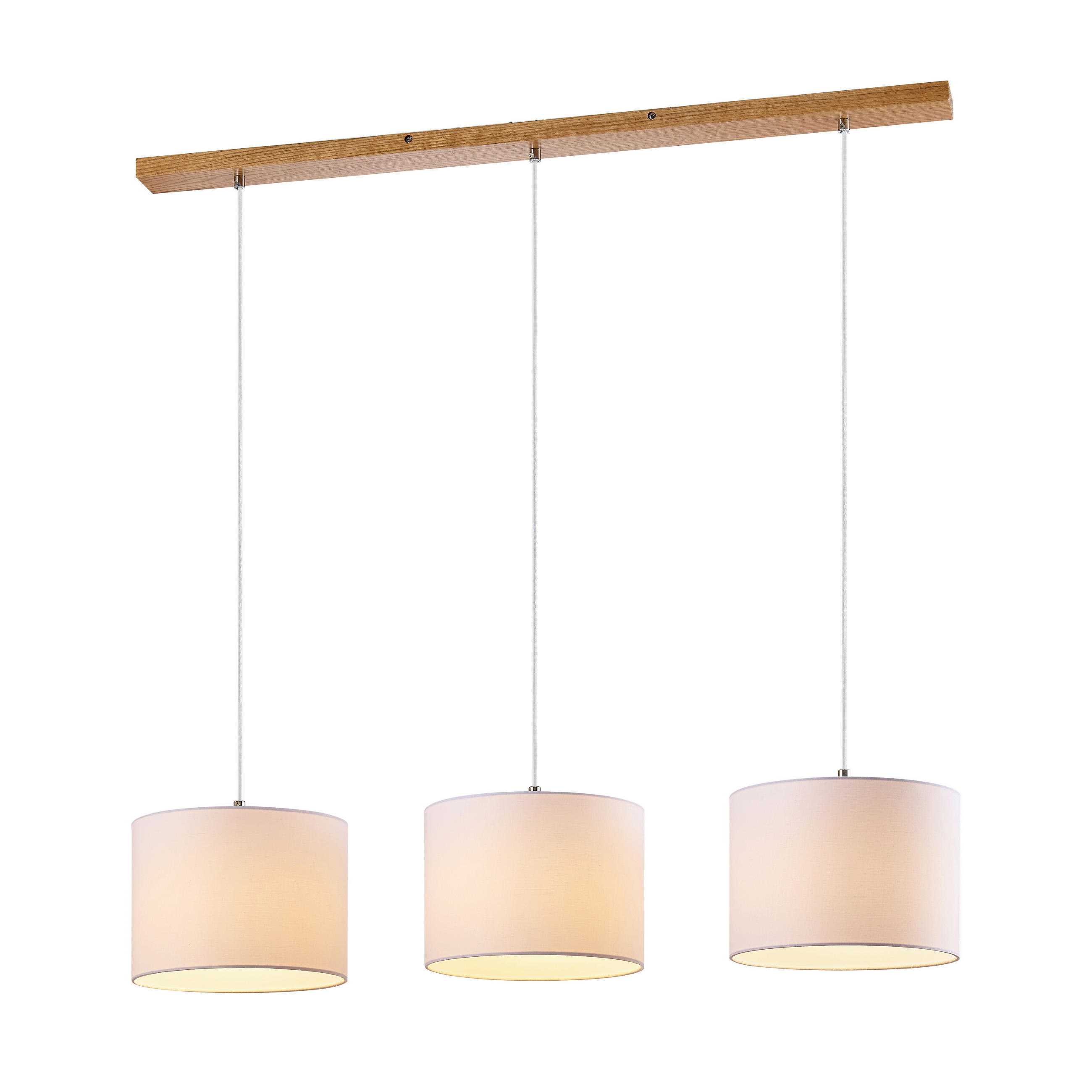 HÄNGELEUCHTE Sofia 100/25/150 cm  - Eschefarben/Weiß, Natur, Holz/Textil (100/25/150cm) - Marama