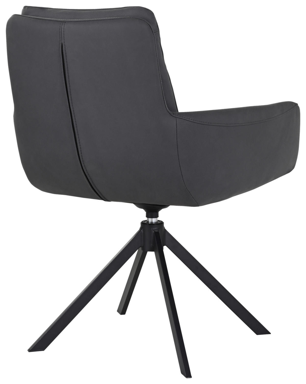 ARMLEHNSTUHL  in Stahl Echtleder pigmentiert  - Schwarz, Design, Leder/Metall (62,5/89/66,5cm) - Dieter Knoll