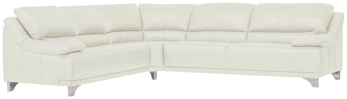 ROHOVÁ SEDACIA SÚPRAVA, koža, biela - biela, Design, kov/koža (253/290cm) - Xora