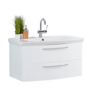 SKŘÍŇKA S UMYVADLEM, bílá, bílá, 90/50/50 cm - bílá/barvy chromu, Moderní, kompozitní dřevo/keramika (90/50/50cm) - Stylife
