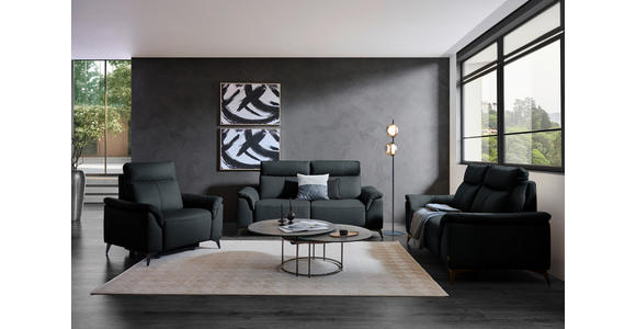 SESSEL in Echtleder Dunkelblau  - Schwarz/Dunkelblau, Design, Leder/Metall (105/107/98cm) - Belluti