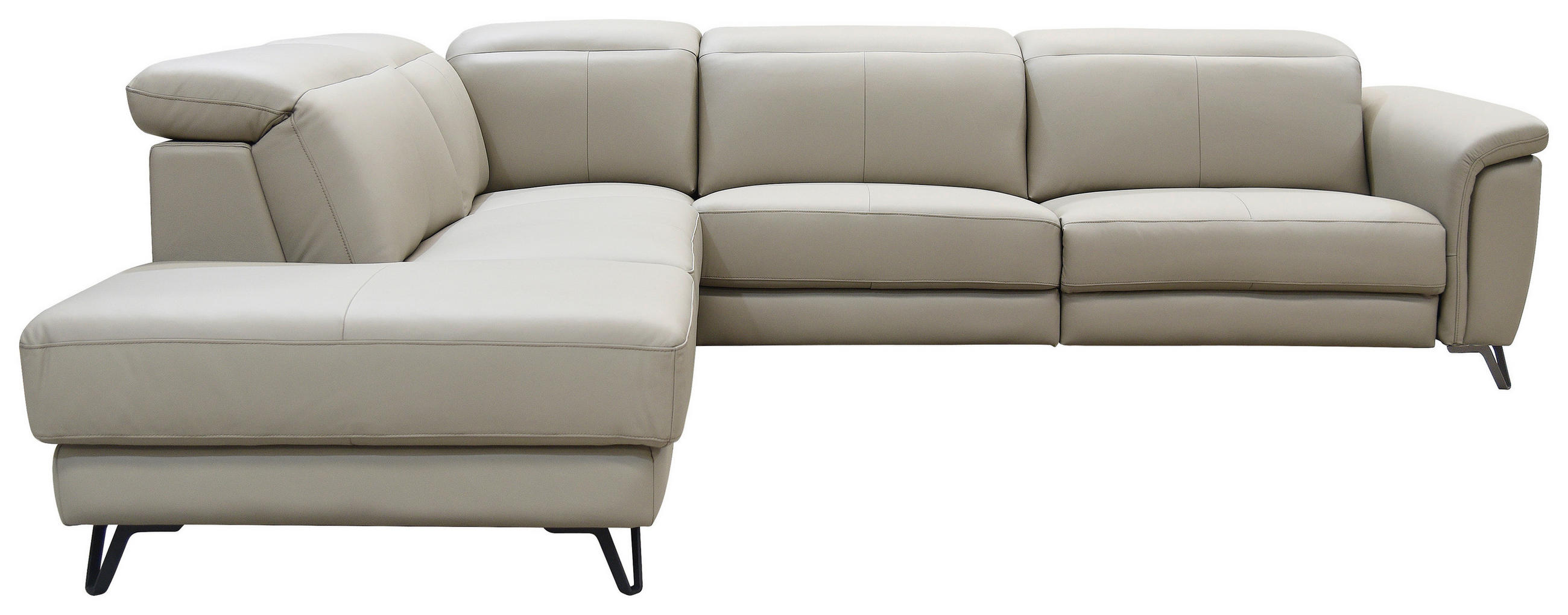 ECKSOFA in Echtleder Schlammfarben  - Schlammfarben/Schwarz, MODERN, Leder/Holz (240/303cm) - Livetastic
