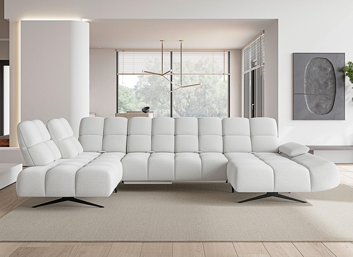 SOFFA i vävt tyg grå  - grå/svart, Design, metall/textil (343/355/91/172/176cm) - Belluti