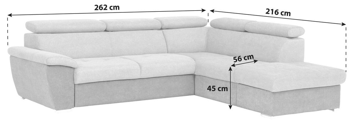ECKSOFA in Mikrofaser Schwarz, Dunkelgrau  - Chromfarben/Dunkelgrau, Design, Textil/Metall (262/216cm) - Livetastic