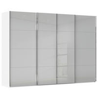 SCHWEBETÜRENSCHRANK 316/235/68 cm 4-türig Weiß, Hellgrau  - Chromfarben/Hellgrau, Design, Glas/Holzwerkstoff (316/235/68cm) - Novel