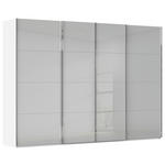 SCHWEBETÜRENSCHRANK 316/235/68 cm 4-türig Weiß, Hellgrau  - Chromfarben/Hellgrau, Design, Glas/Holzwerkstoff (316/235/68cm) - Novel