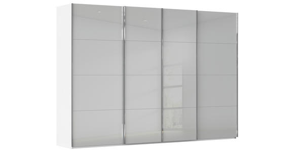 SCHWEBETÜRENSCHRANK 316/235/68 cm 4-türig Weiß, Hellgrau - Chromfarben/Hellgrau, Design, Glas/Holzwerkstoff (316/235/68cm) - Novel