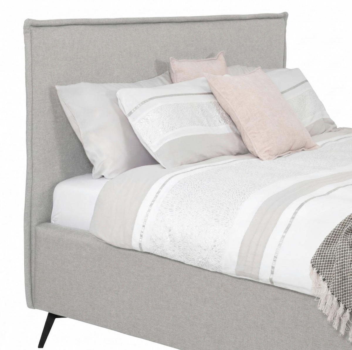 POLSTERBETT Lattenrost, Bettkasten Hellgrau 180/200 cm  - Hellgrau/Schwarz, MODERN, Holz/Textil (180/200cm) - MID.YOU