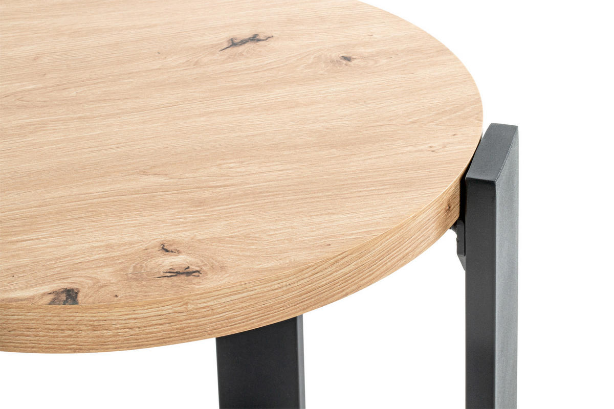 BEISTELLTISCH 50/50/46 cm Eichefarben rund  - Eichefarben/Schwarz, Trend, Holzwerkstoff/Metall (50/50/46cm)