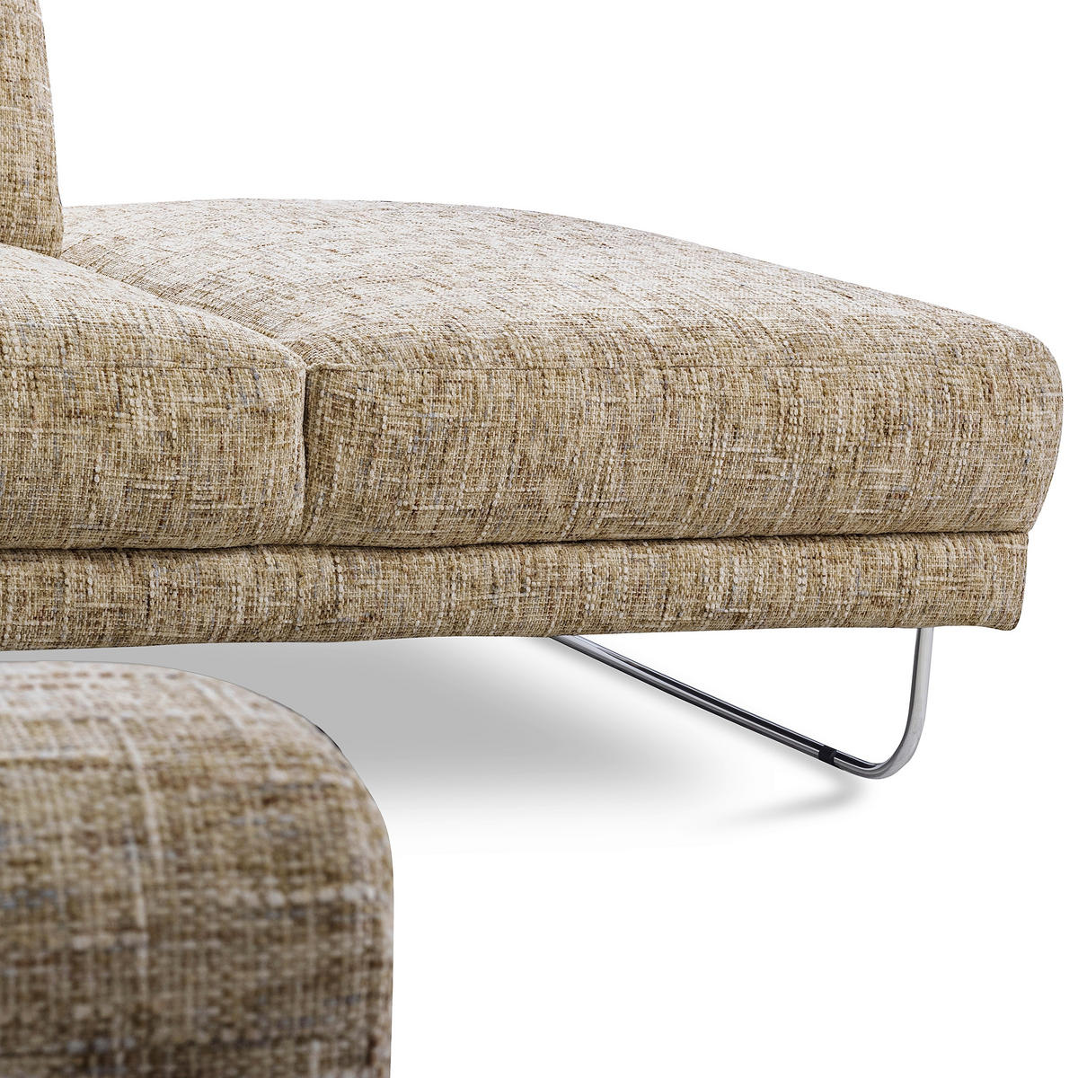 ECKSOFA 273/250 cm SPRING in Webstoff Hellbraun Zierkissen  273/250 cm  - Chromfarben/Hellbraun, Design, Textil/Metall (273/250cm) - Livetastic