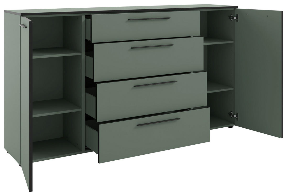 SIDEBOARD Soul  in 180/99,8/40 cm  - Schilfgrün/Schwarz, MODERN, Holzwerkstoff/Kunststoff (180/99,8/40cm)