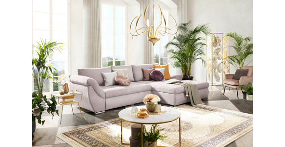 ECKSOFA Rosa Flachgewebe - Silberfarben/Rosa, Design, Textil/Metall (306/174cm) - Carryhome