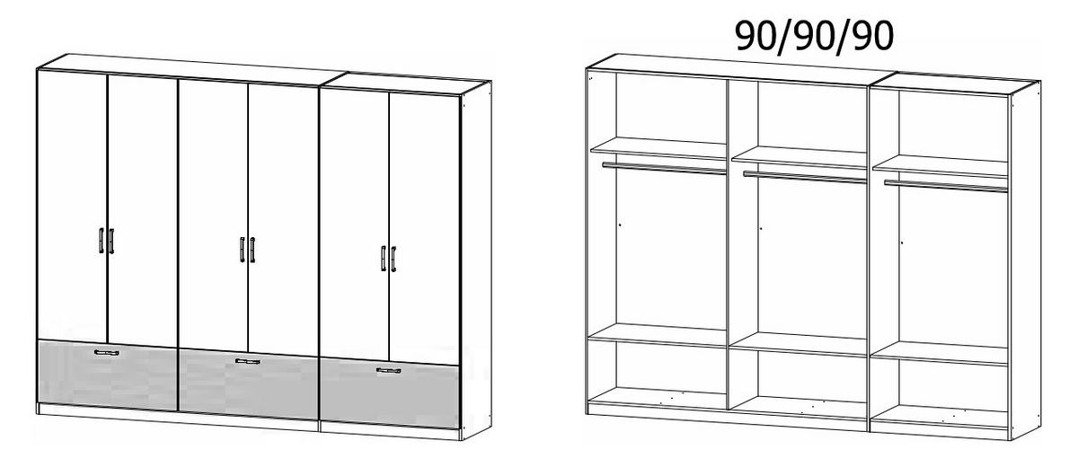 KLEIDERSCHRANK in Grau  - Grau, Basics, Holzwerkstoff/Metall (271/210/54cm) - Boxxx