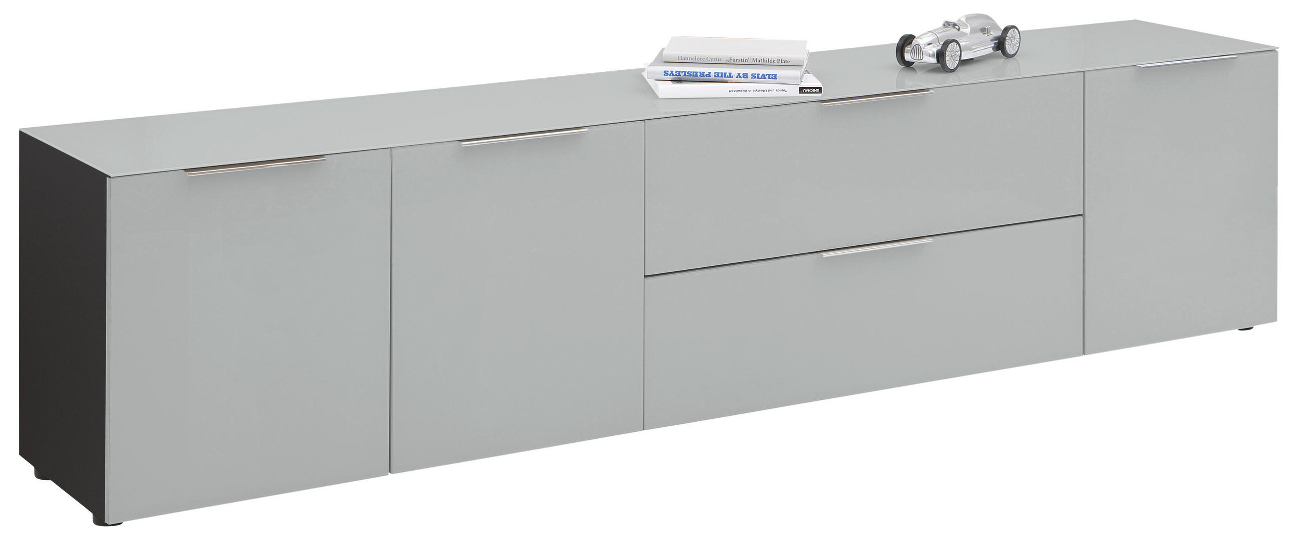 LOWBOARD Anthrazit, Grau - Anthrazit/Schwarz, Design, Glas/Holzwerkstoff (225,5/53,9/40cm)