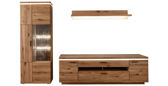 WOHNWAND  in Eichefarben  300/204/50 cm  - Eichefarben/Anthrazit, Natur, Glas/Holz (300/204/50cm) - Linea Natura