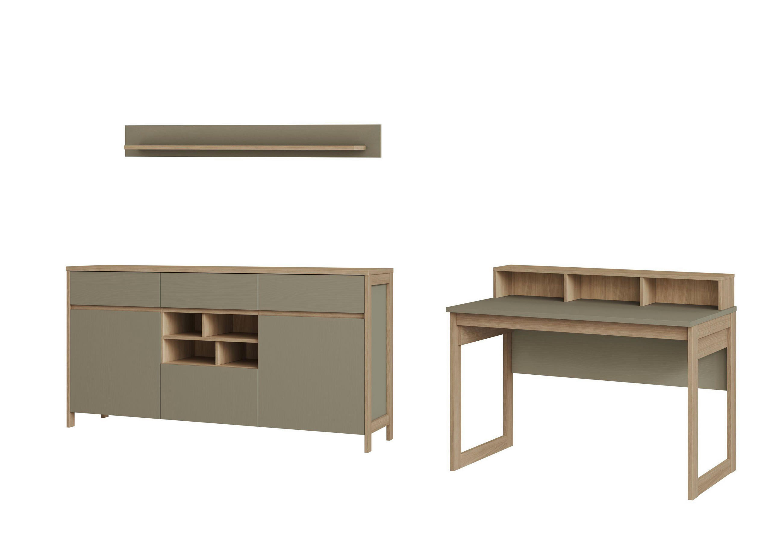 BÜRO erweiterbar, Typenauswahl Eukalyptusholzfarben - Eukalyptusholzfarben, Design, Holzwerkstoff - MID.YOU