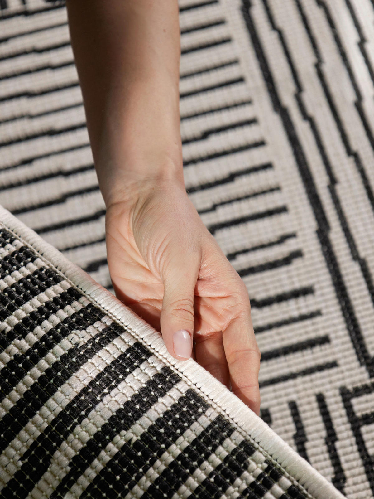 FLACHWEBETEPPICH 160/230 cm Haringey Schwarz, Weiß  - Schwarz/Weiß, Design, Kunststoff (160/230cm)