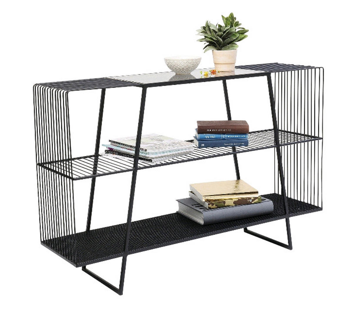 REGAL  120/78/32 cm Schwarz  - Schwarz, LIFESTYLE, Glas/Metall (120/78/32cm) - Kare-Design
