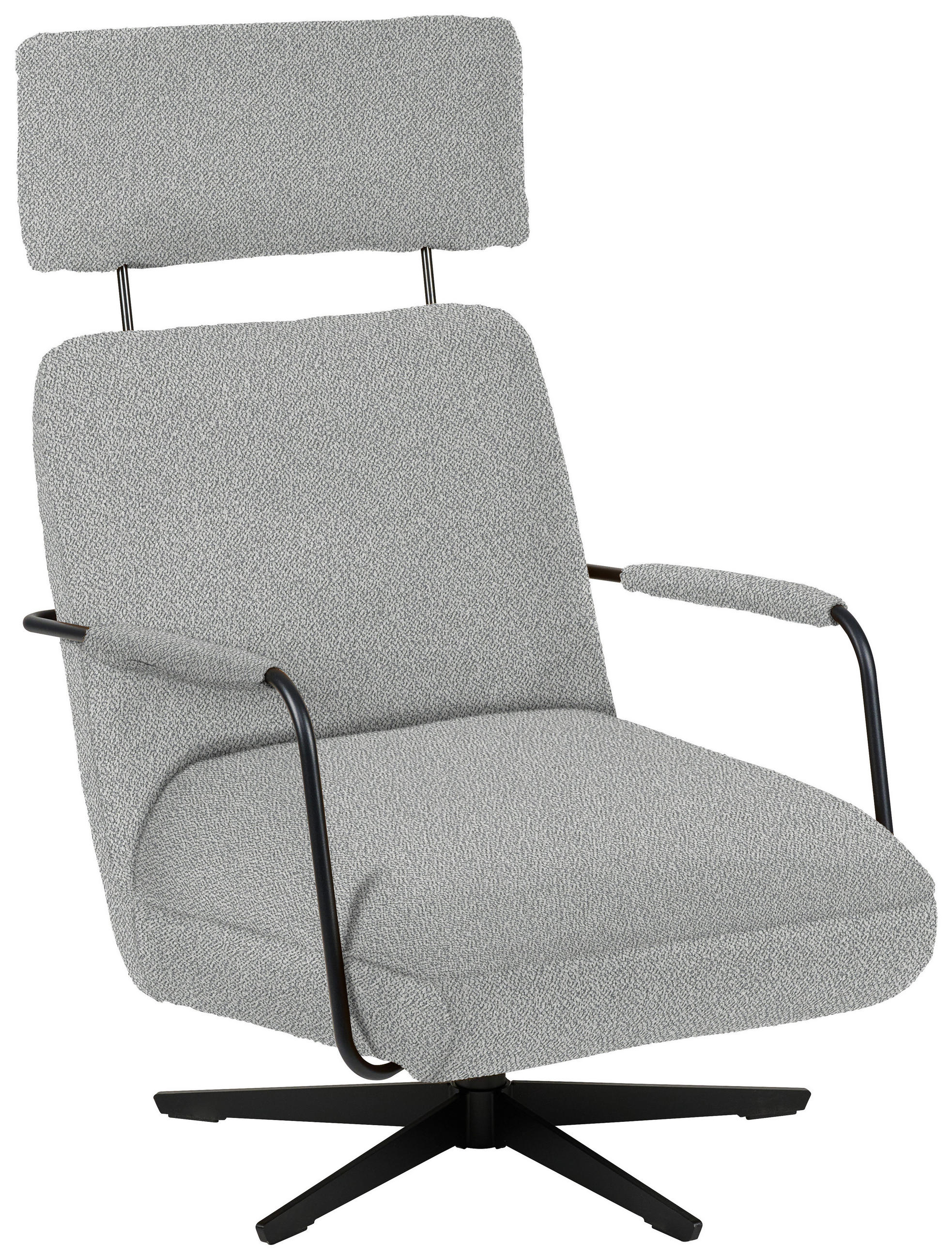 SESSEL in Flachgewebe, Bouclé Hellgrau  - Hellgrau/Schwarz, Design, Textil/Metall (71/103/91cm) - Koinor