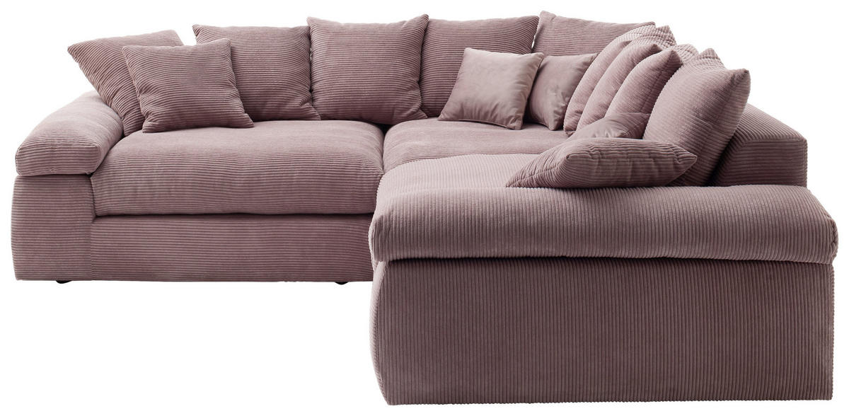 ECKSOFA Rosa Cord  - Schwarz/Rosa, Design, Kunststoff/Textil (284/284cm) - Carryhome