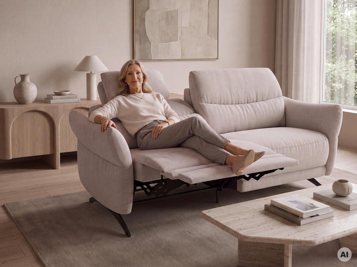 3-SITZER-SOFA  in Flachgewebe Sandfarben  - Sandfarben/Schwarz, KONVENTIONELL, Textil/Metall (196/91/92cm) - Pure Home Comfort