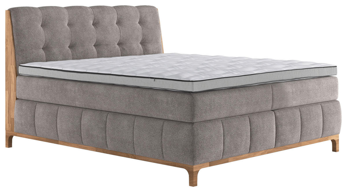 LIT BOXSPRING 160/200 cm  in Taupe  - Taupe/Eichefarben, Modern, Holz/Holzwerkstoff (160/200cm) - MID.YOU