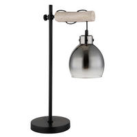 STOLNÍ LAMPA, E27, 33/18/55 cm - černá/přírodní barvy, Natur, kov/dřevo (33/18/55cm) - Globo