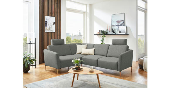 ECKSOFA  in Flachgewebe Graugrün  189/236 cm  - Eichefarben/Graugrün, Design, Holz/Textil (189/236cm) - Valnatura