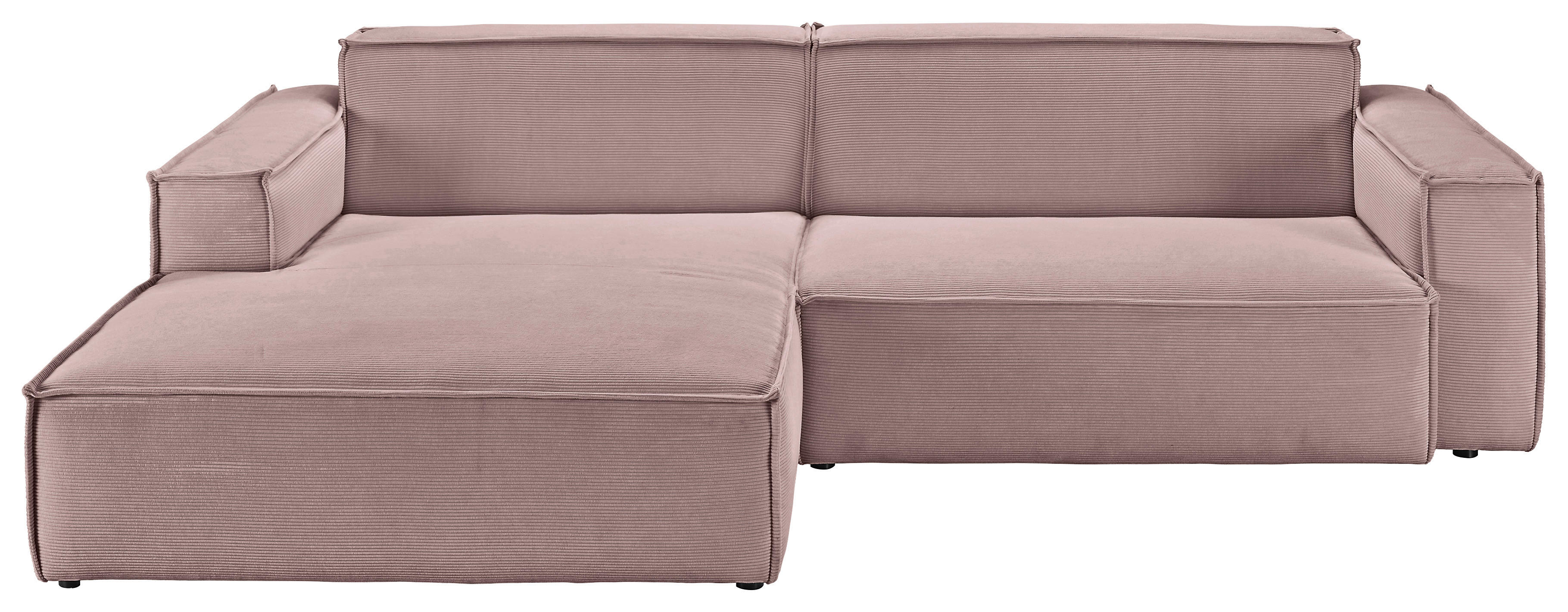 ECKSOFA Altrosa Feincord  - Schwarz/Altrosa, KONVENTIONELL, Kunststoff/Textil (168/276cm) - Hom`in