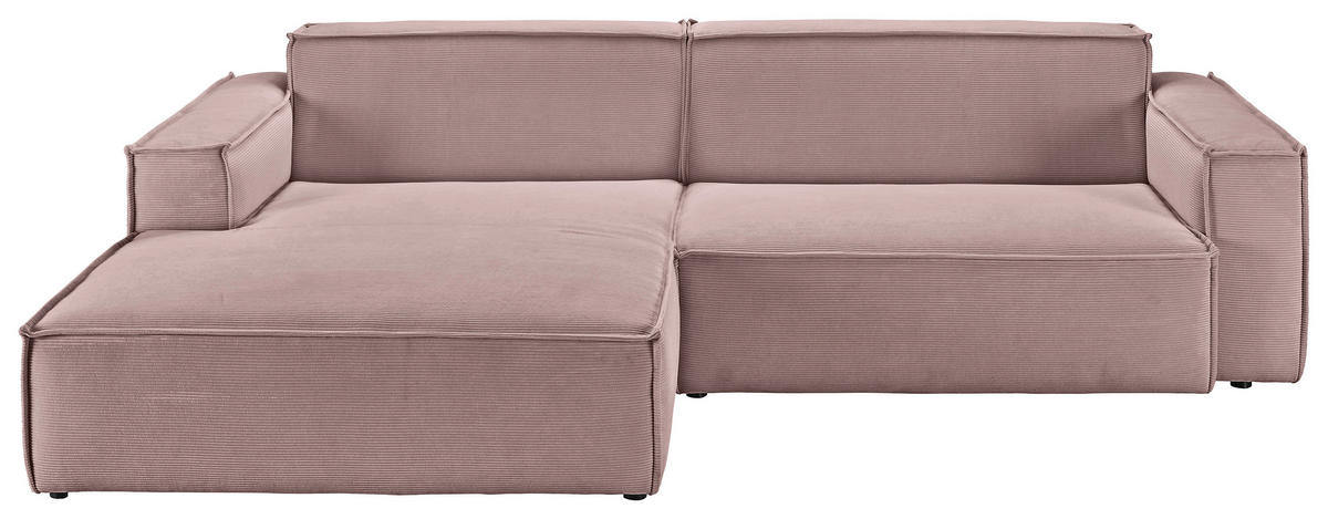 ECKSOFA Altrosa Feincord  - Schwarz/Altrosa, KONVENTIONELL, Kunststoff/Textil (168/276cm) - Hom`in