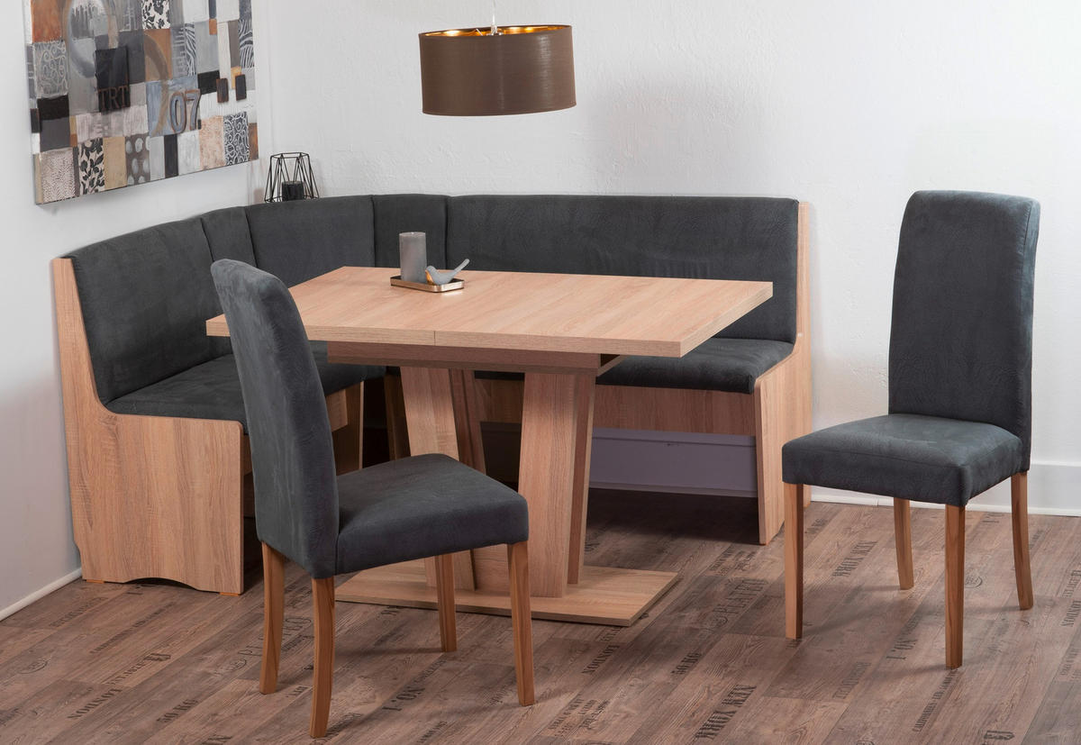 ECKBANKGRUPPE Mikrofaser Sonoma Eiche, Grau  - Grau/Sonoma Eiche, KONVENTIONELL, Holz/Textil (125/89/165cm) - MID.YOU