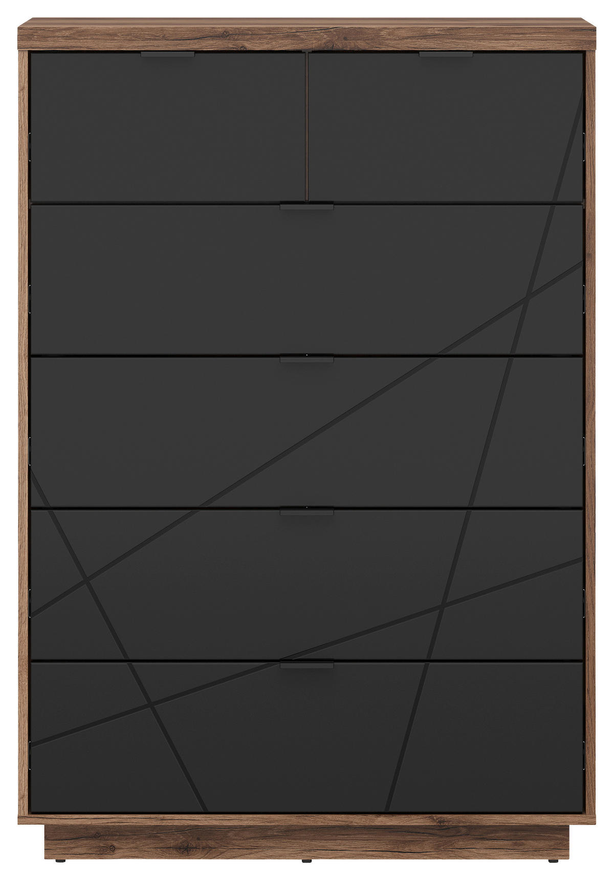 KOMODA, črna, barve hrasta  - črna/barve hrasta, Design, kovina/umetna masa (90/130,5/42,5cm) - Livetastic