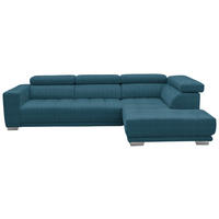 ECKSOFA  in Mikrofaser Blau  301/207 cm  - Chromfarben/Blau, Design, Textil/Metall (301/207cm) - Xora