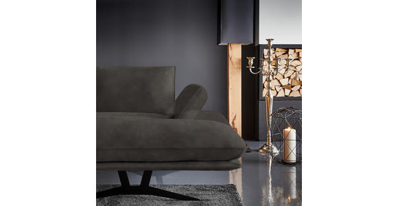 WOHNLANDSCHAFT in Echtleder Graubraun - Graubraun/Schwarz, Natur, Leder/Metall (217/359/155cm) - Dieter Knoll
