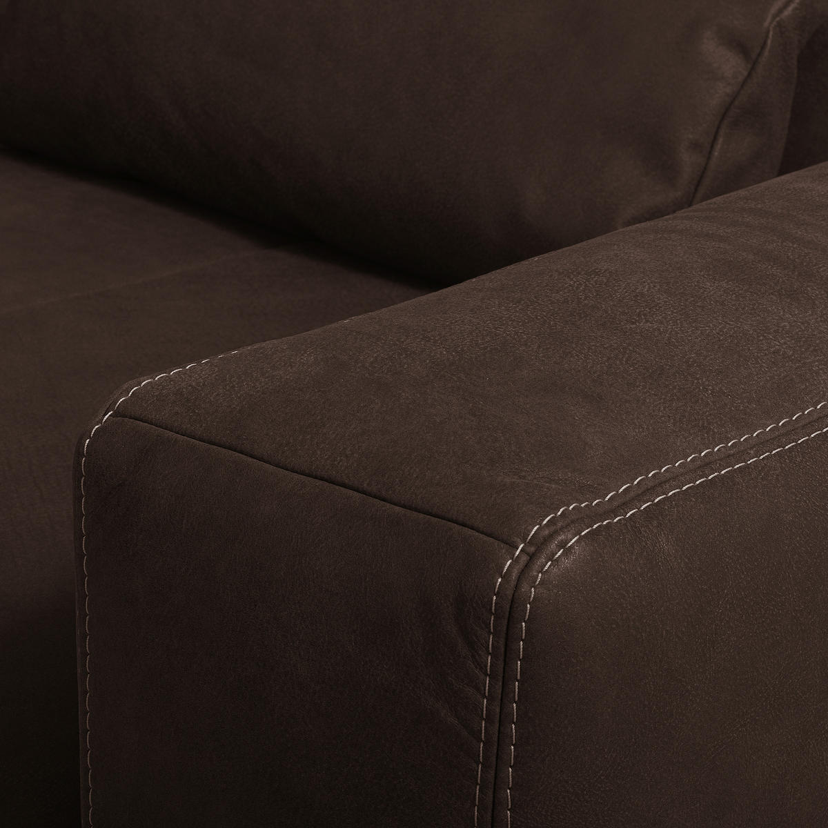 2-SITZER-SOFA  in Echtleder Dunkelbraun   - Dunkelbraun/Beige, Design, Leder/Kunststoff (240/85/123cm) - Livetastic