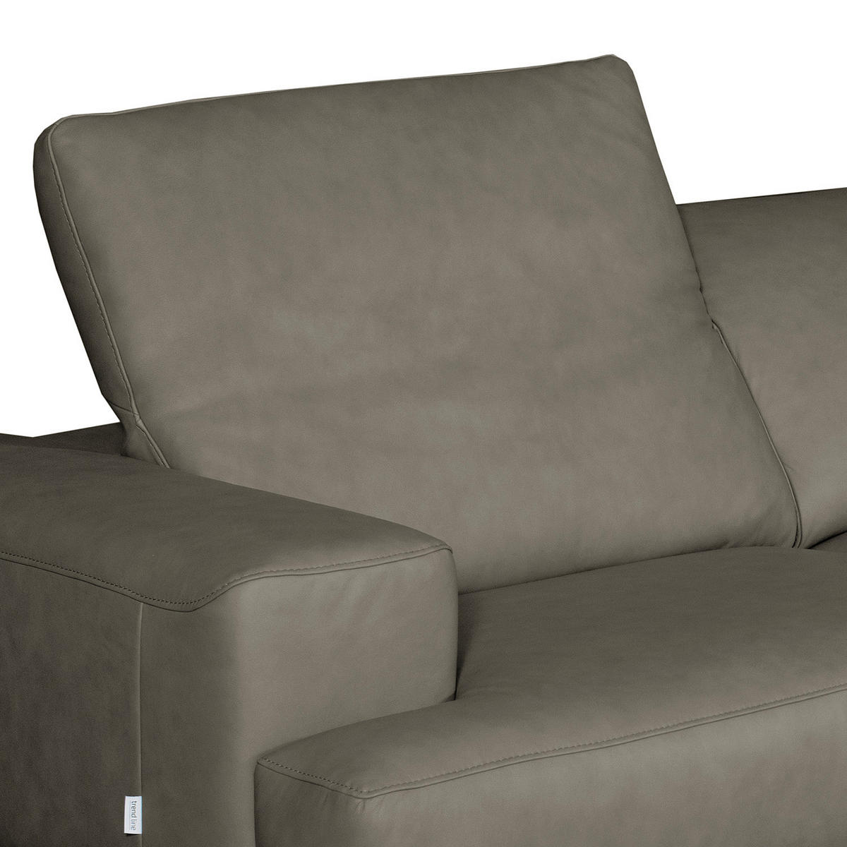 ECKSOFA Grau Echtleder Rücken echt, Kopfteilverstellung  - Chromfarben/Grau, Design, Leder/Metall (295/187cm) - Livetastic