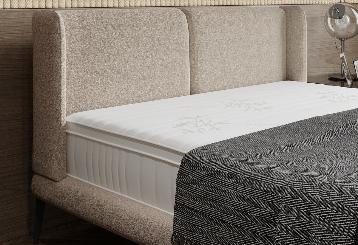 POLSTERBETT 180/200 cm  in Cognac  - Cognac/Schwarz, Modern, Textil/Metall (180/200cm) - Livetastic