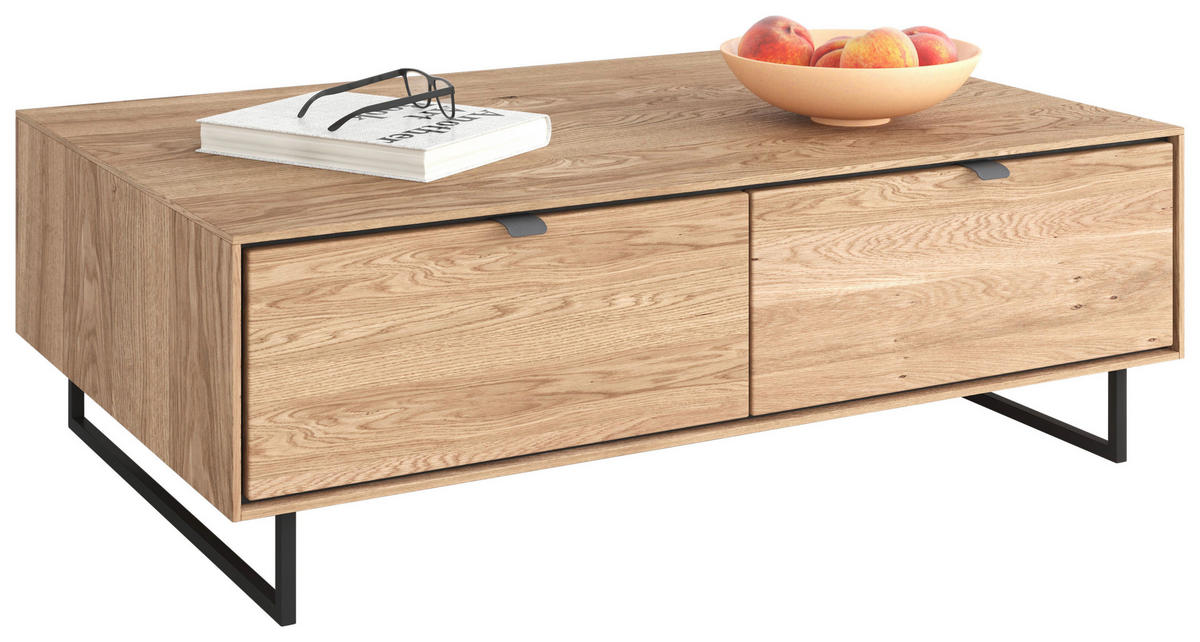 COUCHTISCH Eiche furniert, massiv rechteckig Eichefarben  - Eichefarben/Dunkelgrau, Design, Holz/Holzwerkstoff (110,2/40/70cm) - Livetastic