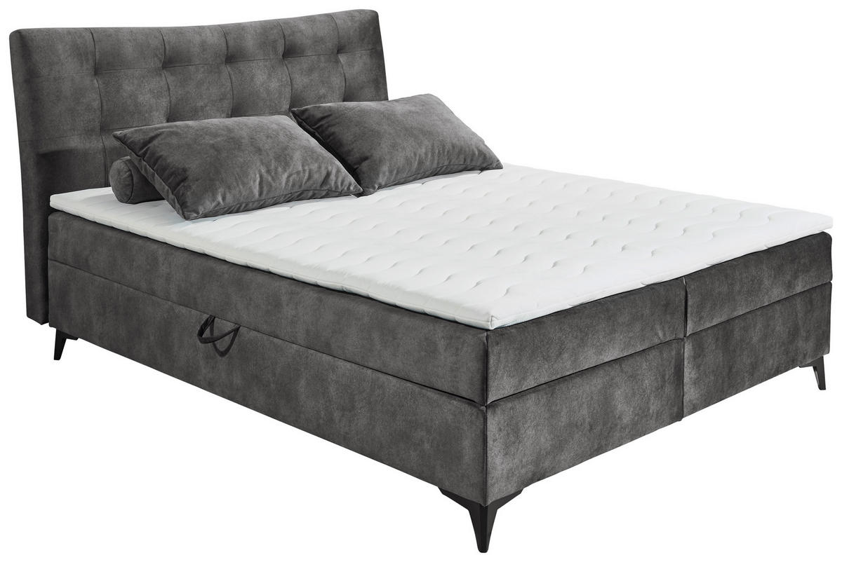 BOXBETT 180/200 cm  in Anthrazit  - Anthrazit/Schwarz, Modern, Holzwerkstoff/Kunststoff (180/200cm) - MID.YOU