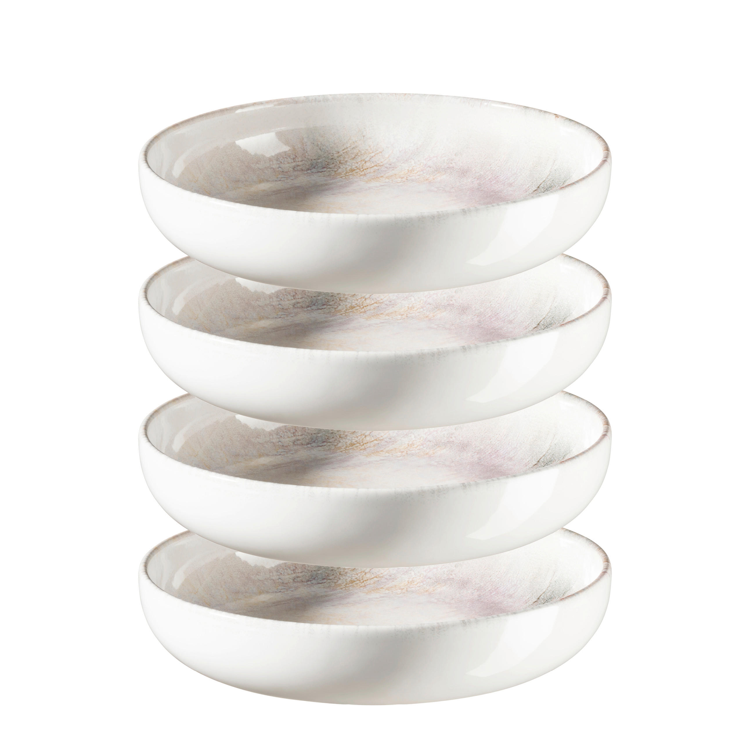 SUPPENTELLERSET Lila, Weiß 4-teilig Steinzeug AQUARELLIA LILA  - Lila/Weiß, Basics, Keramik (21,5/4,8cm) - Mäser