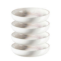 SUPPENTELLERSET Lila, Weiß 4-teilig Steinzeug AQUARELLIA LILA  - Lila/Weiß, Basics, Keramik (21,5/4,8cm) - Mäser