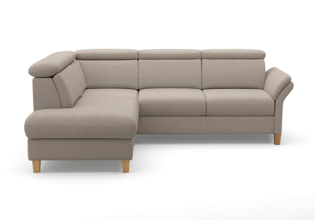 ECKSOFA GLENDALE E in Flachgewebe Taupe  193/247 cm  - Taupe/Eichefarben, KONVENTIONELL, Holz/Textil (193/247cm) - Sit & More