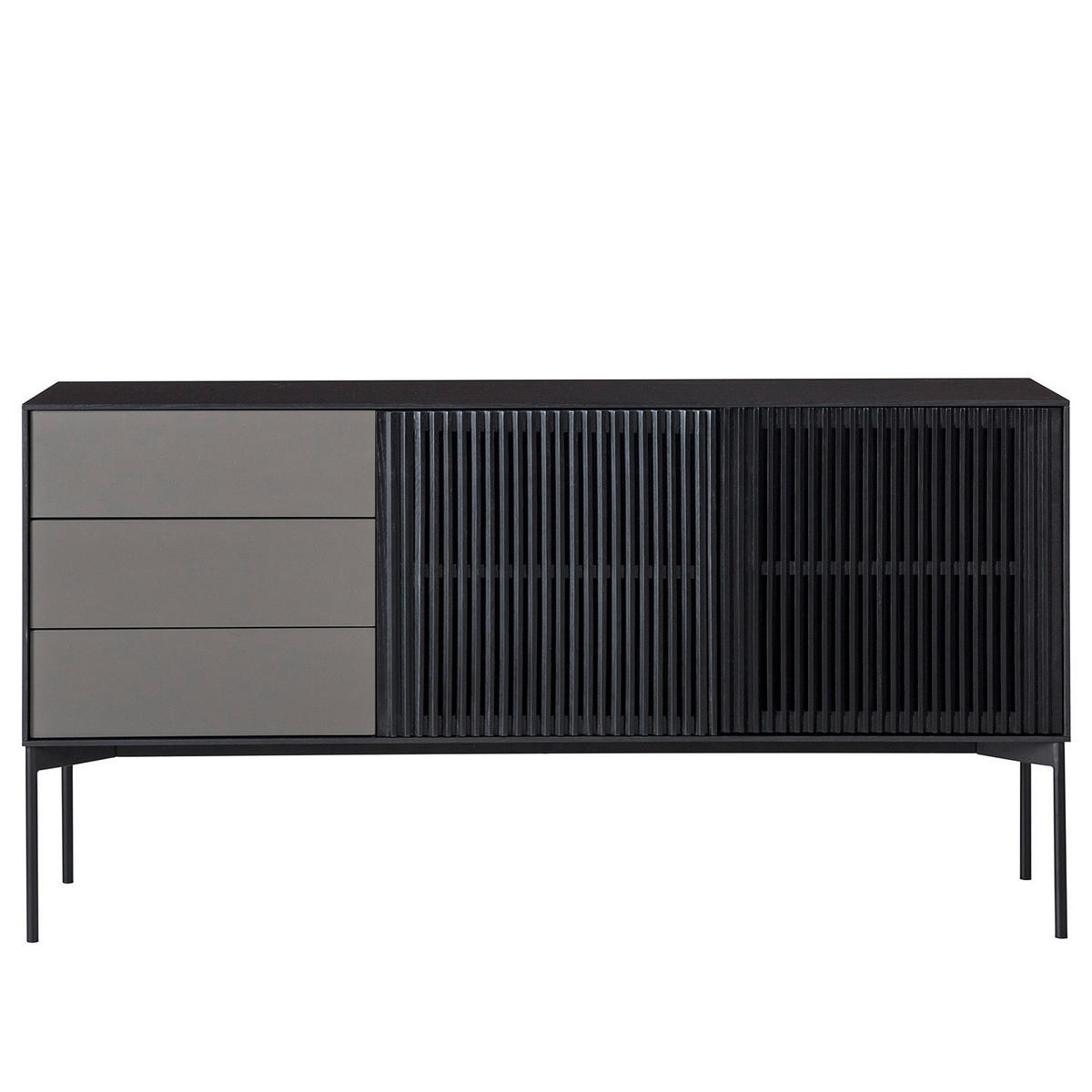 SIDEBOARD antracit, svart  160/82/45 cm  - svart/antracit, Design, metall/trämaterial (160/82/45cm) - home24